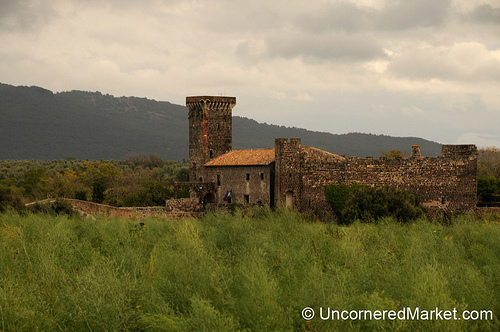View of Badia Castle at Vulci Ruins - Italy