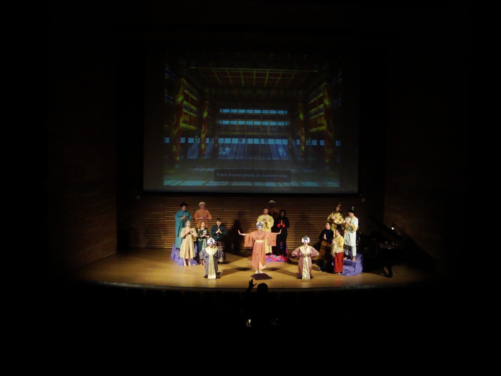 Khan's consorts sing their song: Empress Nambui, the eldest (soprano), Empress Tegulen, the middle (mezzo soprano or alto), Empress Chabi, the youngest (soprano)