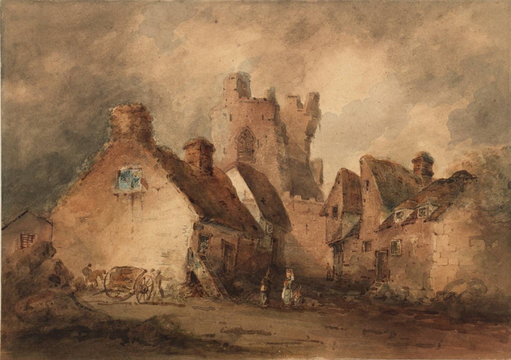 John Sell Cotman, "Ruins and Houses, North Wales," circa 1800